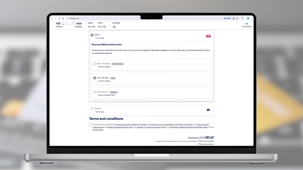 Lufthansa Klarna payment option
