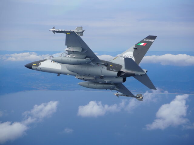 Leonardo M-346FA in flight.