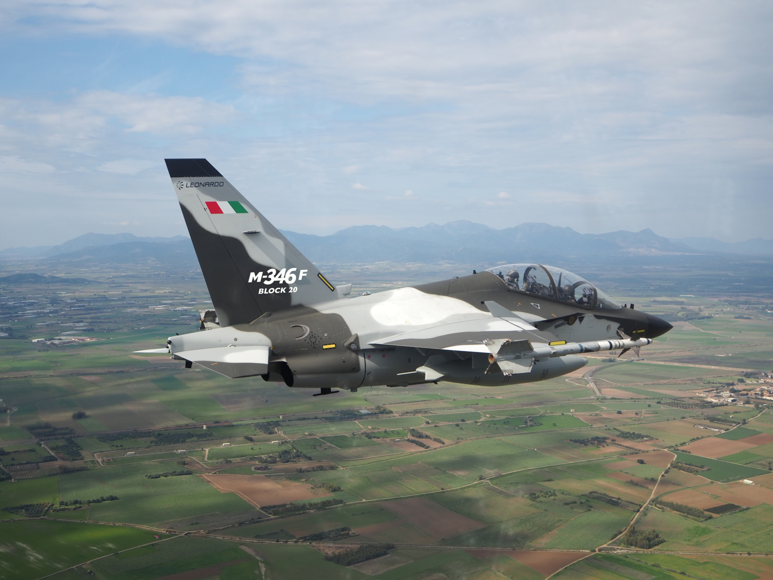 An M-346F Block 20 demonstrator in flight