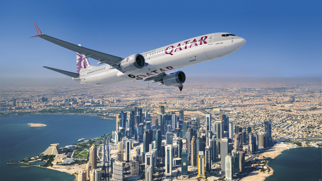 Qatar Airways Boeing 737 MAX 8 in the air