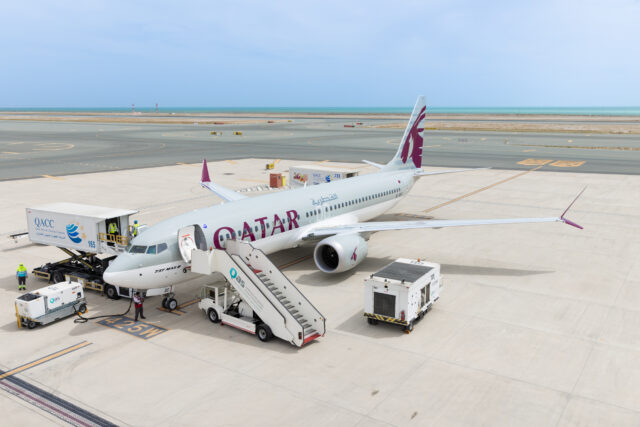 Qatar Airways Boeing 737 MAX 8 on the ground