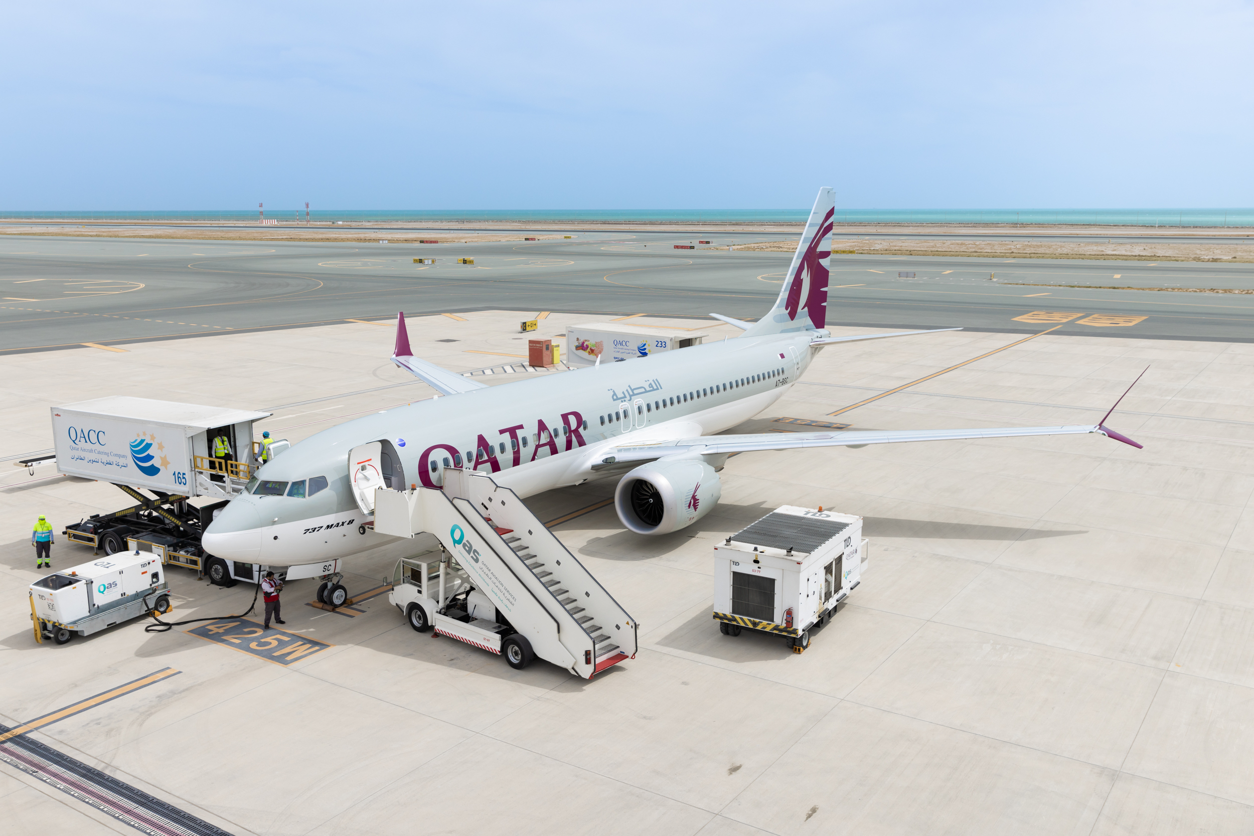 Qatar Airways Boeing 737 MAX 8 on the ground