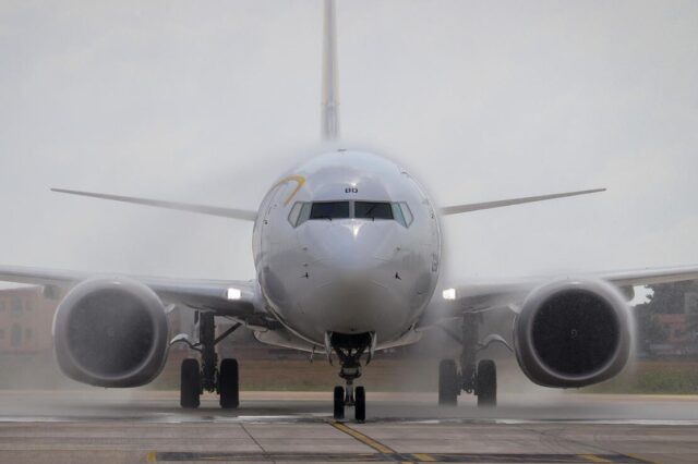 ASKY Airlines Boeing 737 aircraft head-on
