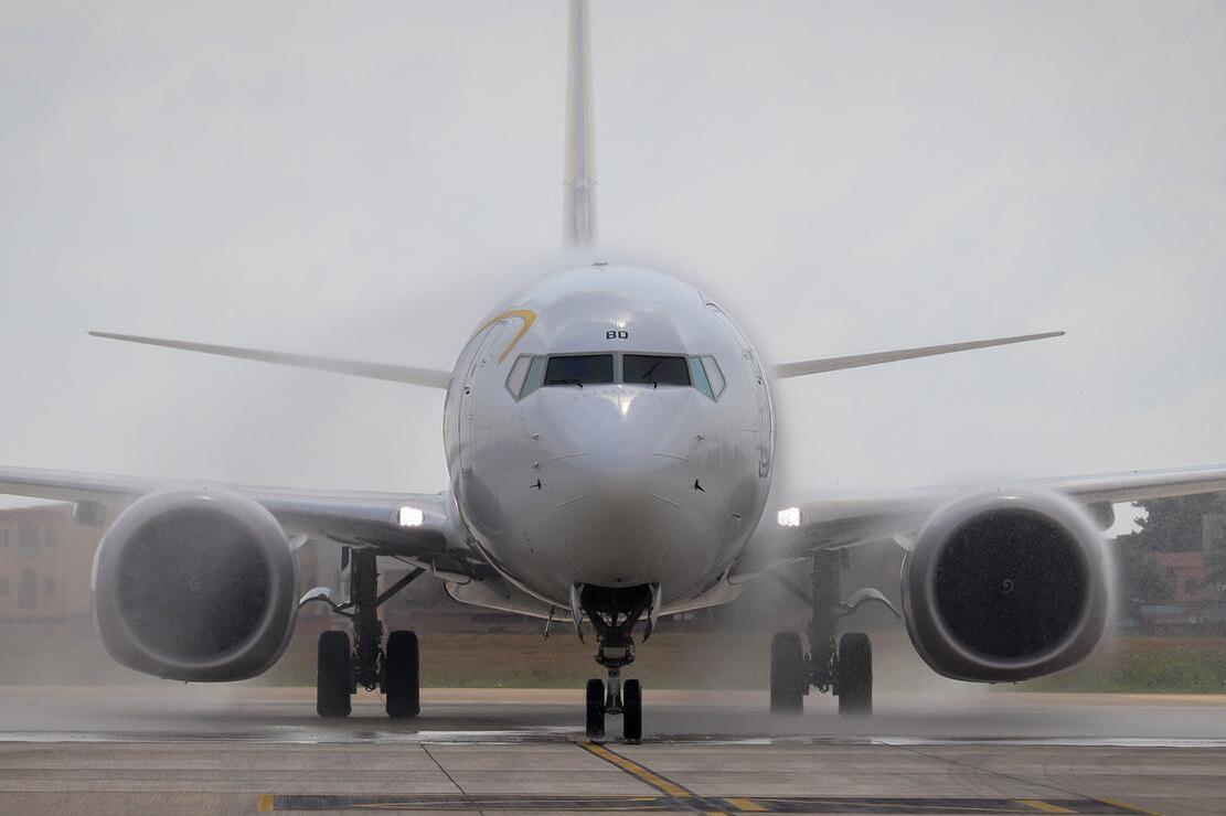 ASKY Airlines Boeing 737 aircraft head-on