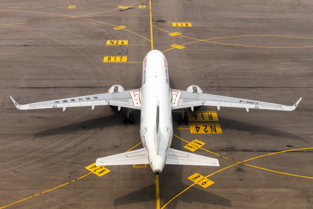China Eastern Airbus A320neo airplane at Chek Lap Kok Airport in Hong Kong, China