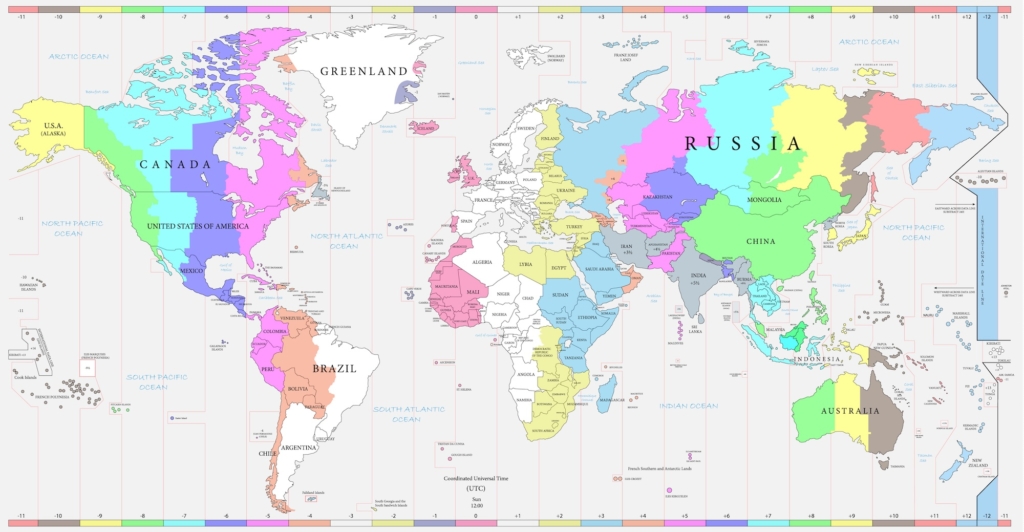 World time zones map
