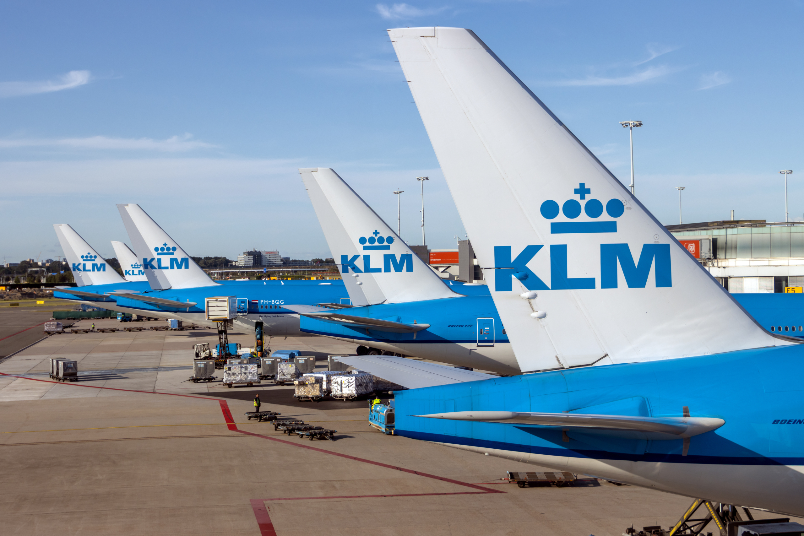 KLM tails lined up at AMS