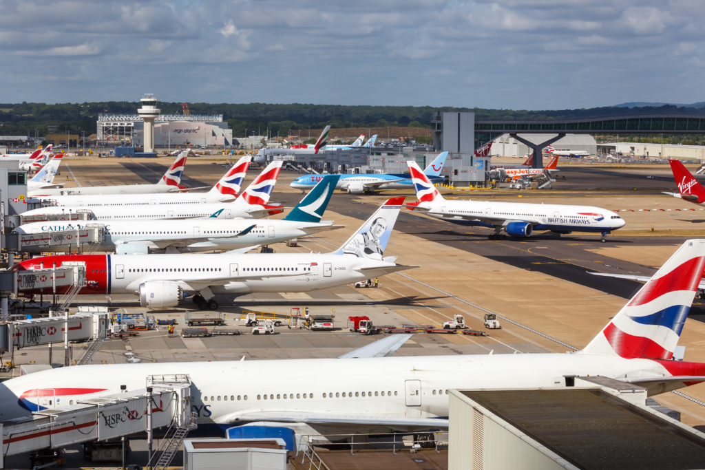 London Gatwick Airport aircraft tails 