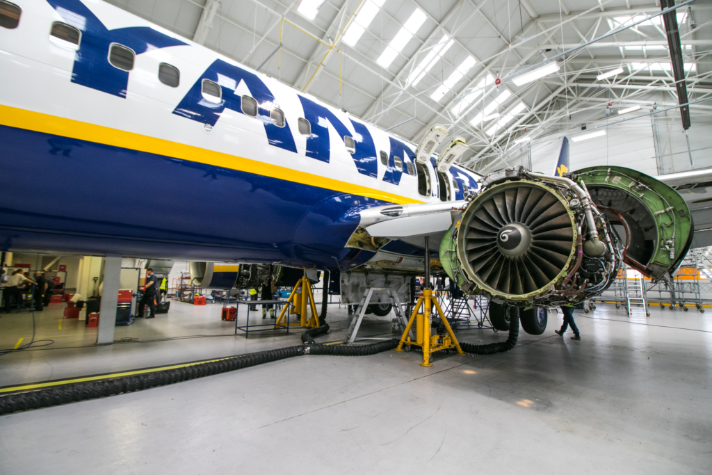 Ryanair 737-800 in a hangar