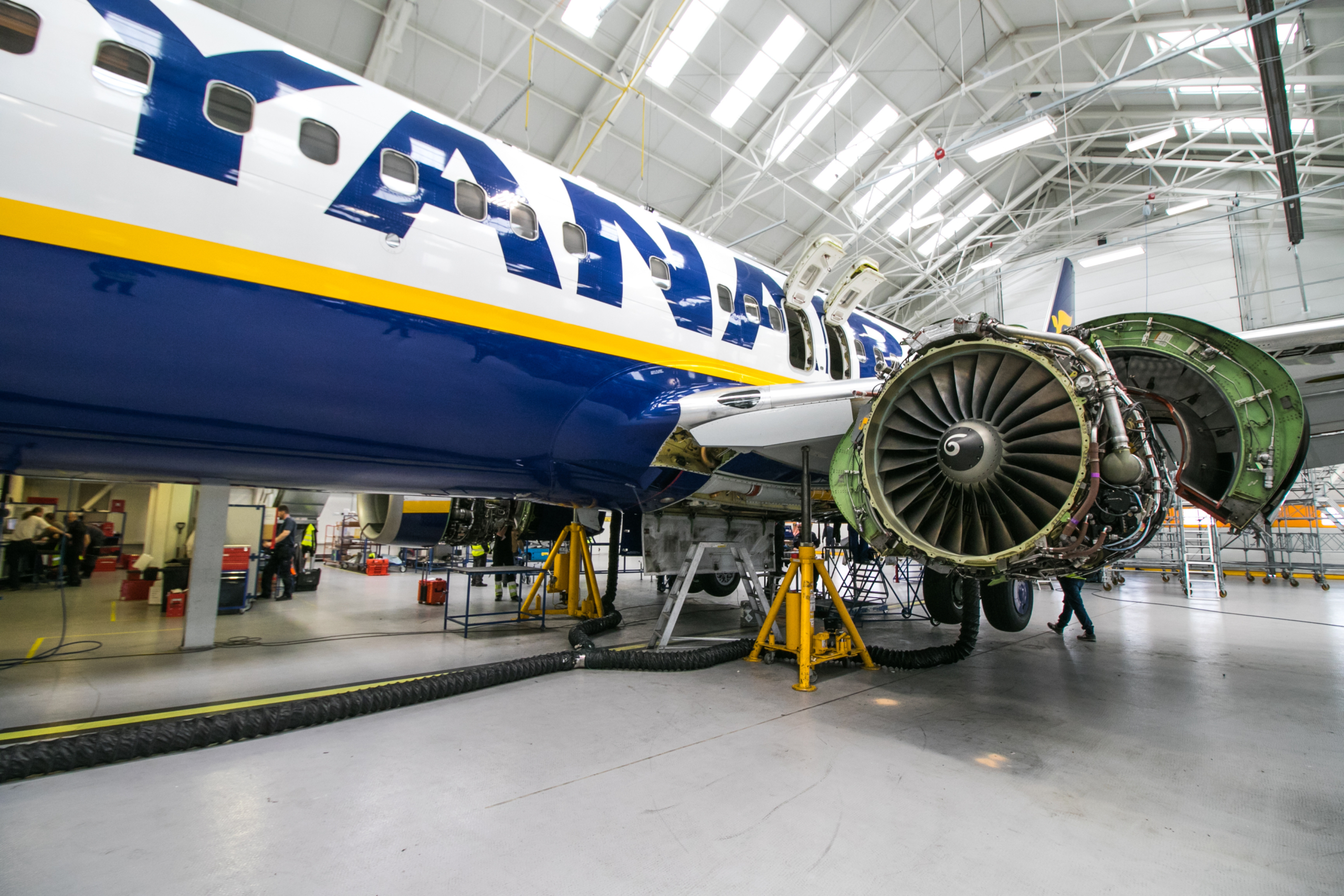 Ryanair 737-800 in a hangar
