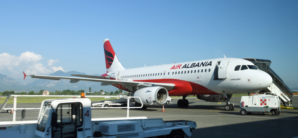 Air Albania Airbus A319 aircraft at the airport