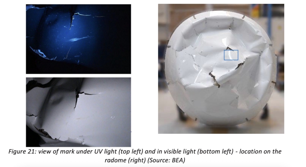 Air France A350 avian blood on the radome