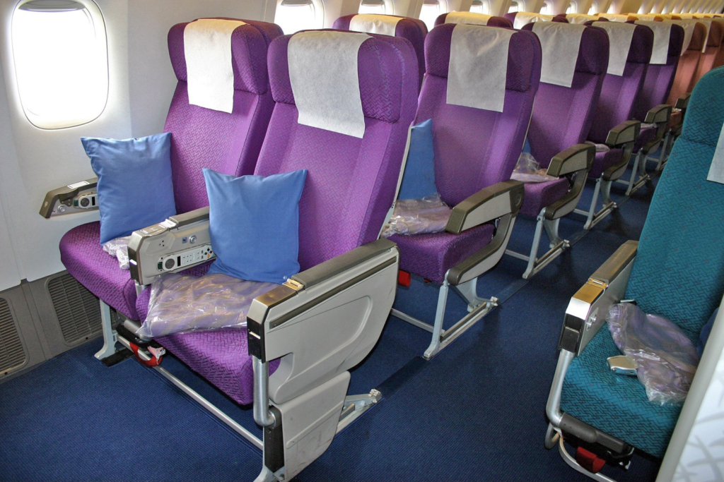 Malaysia Airlines Boeing 777-200ER cabin economy class.