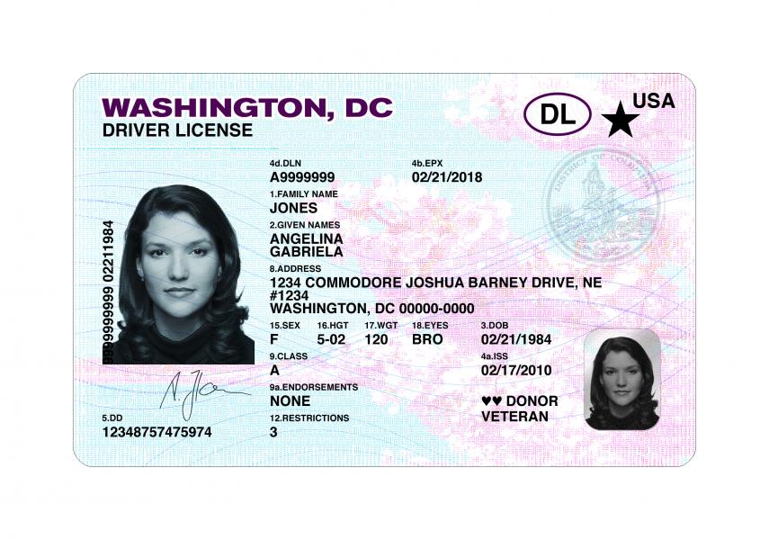 Sample REAL ID DC License