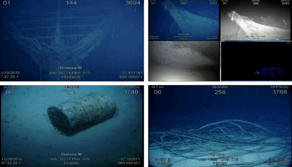 ROV images from the ocean floor during first search for MH370. 
