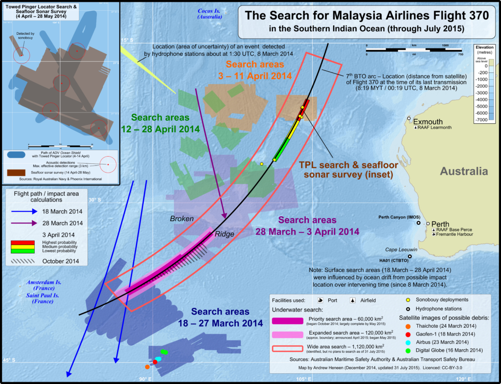 Map of hunt for MH370