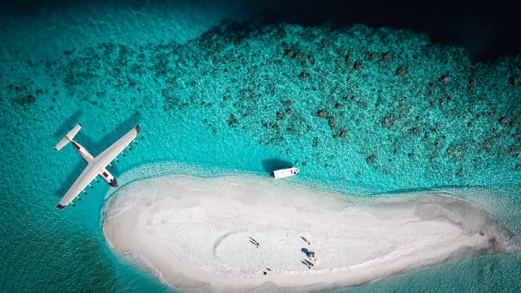 JEKTA aircraft moored on island