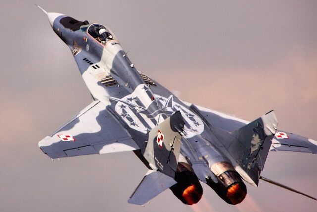 Polish Air Force MiG-29 Fulcrum flying