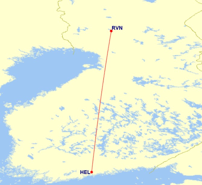 Finnair Helsinki to Rovaniemi route