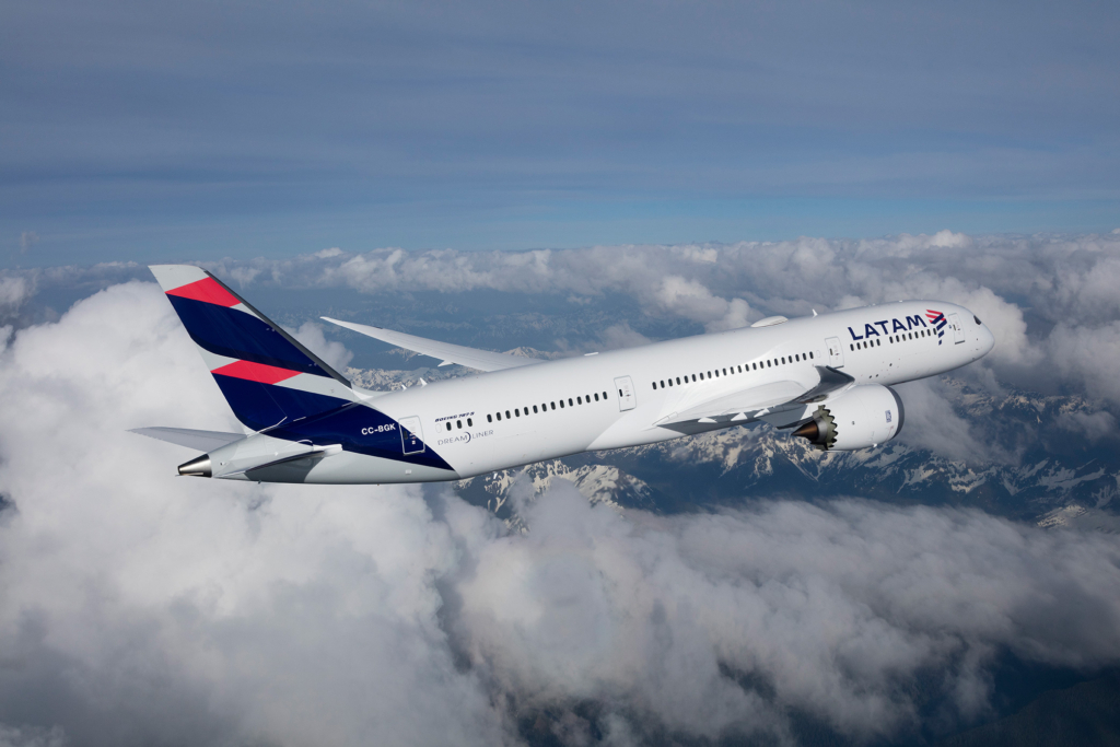 LATAM Boeing 787 aircraft in the sky