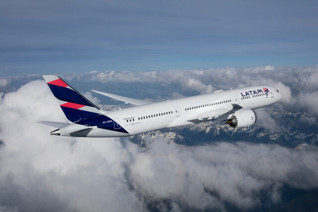 LATAM Boeing 787 aircraft in the sky