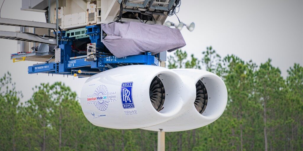 Two Rolls-Royce F130 engines undergo tests with a modified B-52H nacelle at NASA's Stennis Space Center, Mississippi, as part of USAF's B-52 CERP initiative. Image: Rolls-Royce
