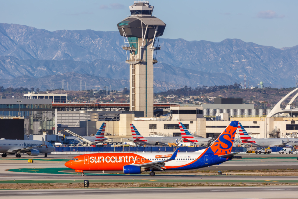 Los Angeles, United States – November 3, 2022: Sun Country Boeing 737-800 airplane at Los Angeles airport (LAX) in the United States.