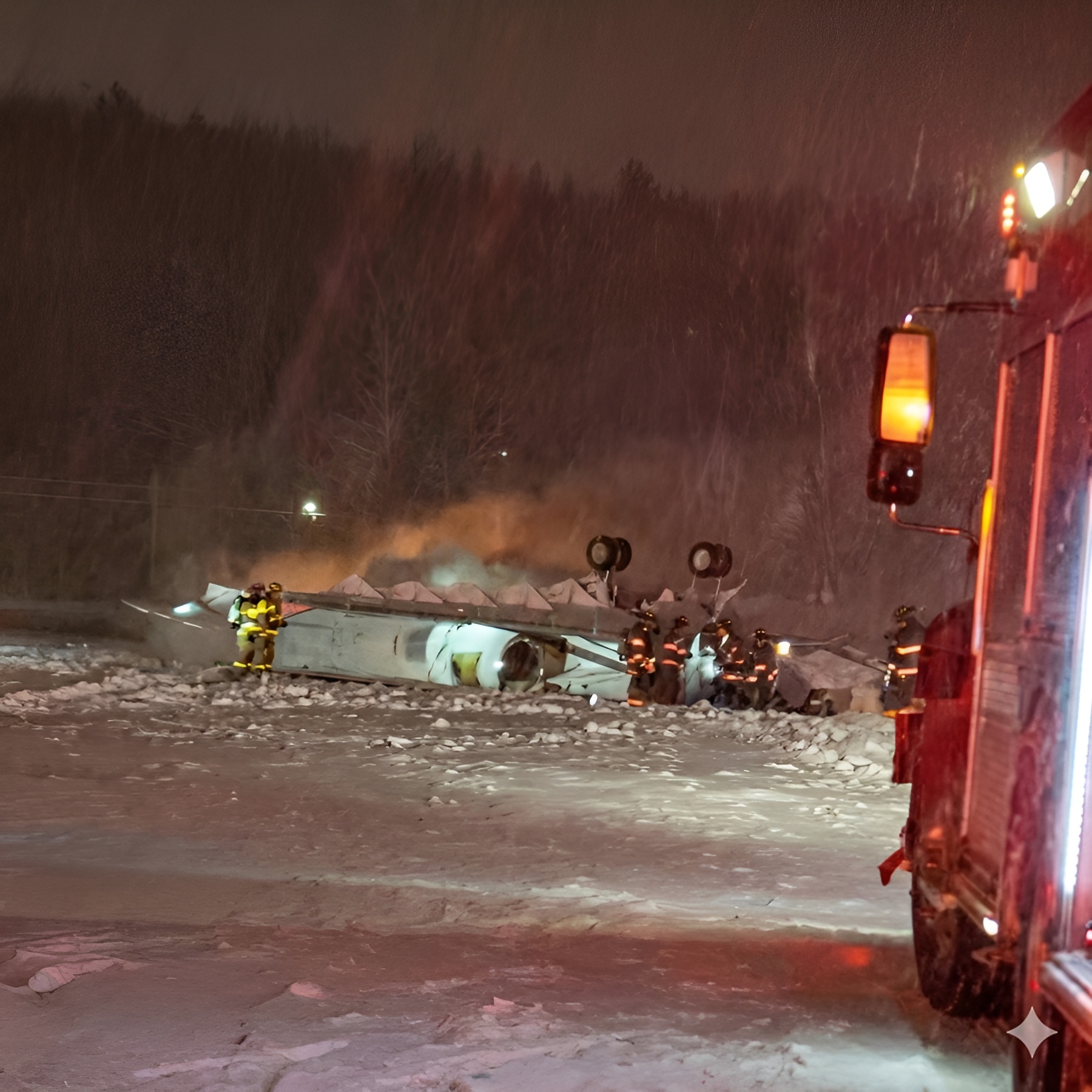 Bombardier Challenger private jet crashes in Maine in wintry weather