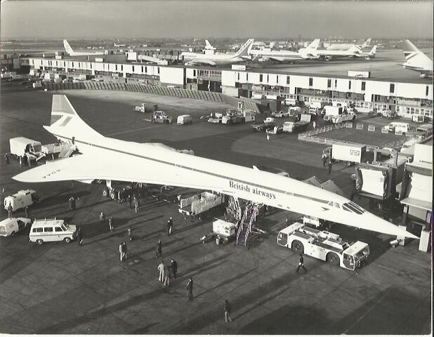 BA Concorde's first passenger flight from Heathrow to Bahrain, January 1976.