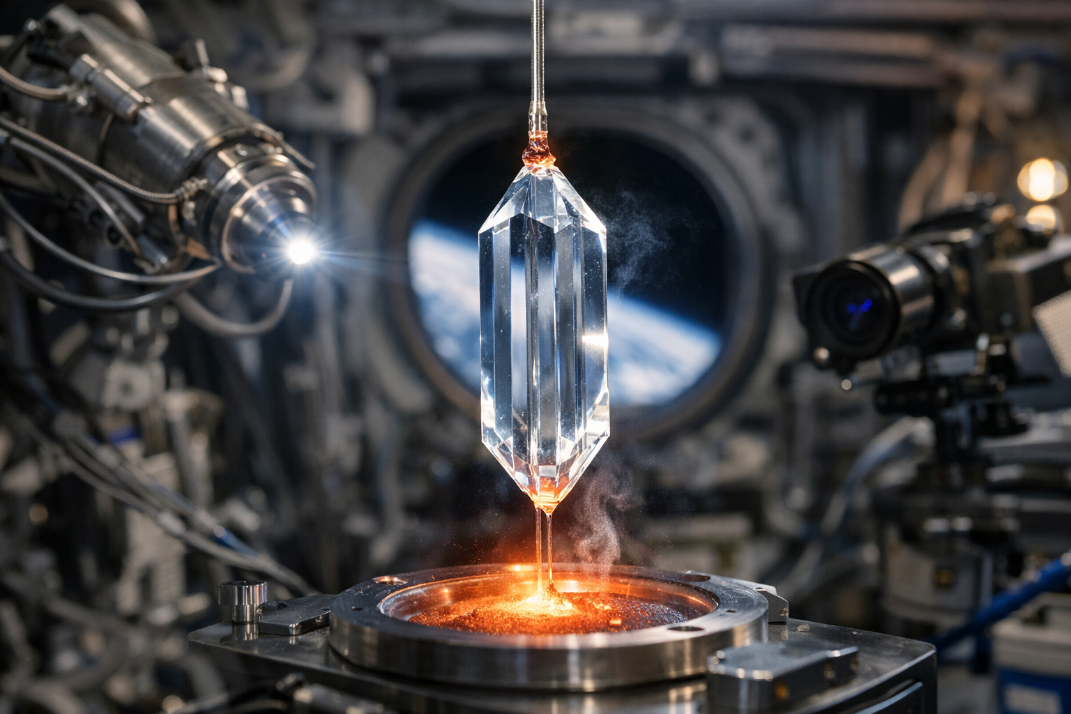 Crystal growth in space station