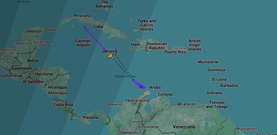 Cubana de aviacion Il-96 turned away from Venezuela