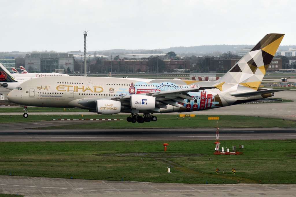 Etihad Airbus A380 removed from storage with ADNOC choose the UK livery