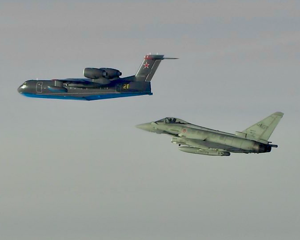 Eurofighter Typhoons intercept a BE-200