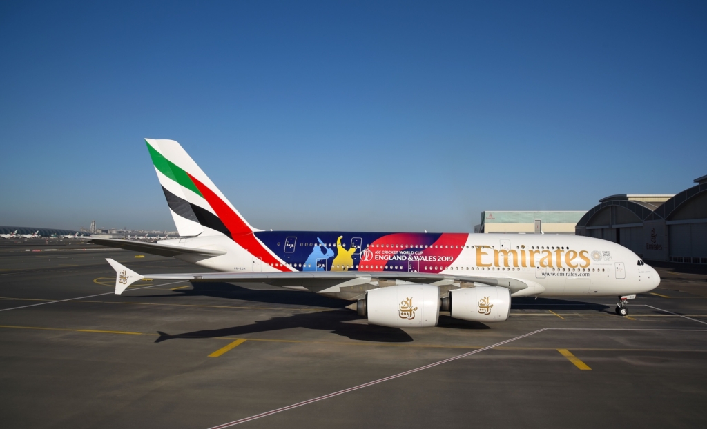Emirates ICC Cricket Airbus A380 special livery