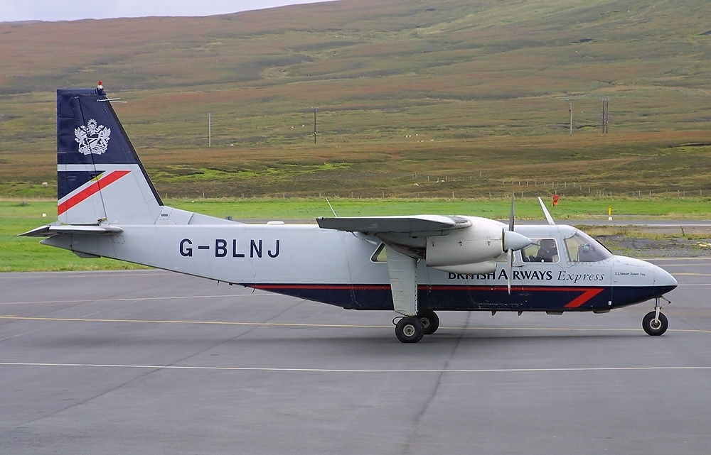 Loganair Islander in BA colours