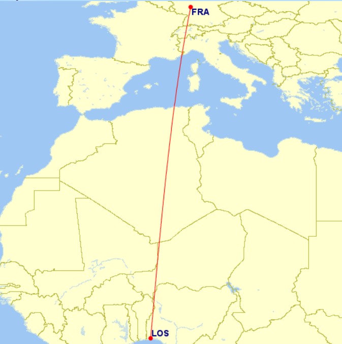 Lufthansa FRA-LOS route