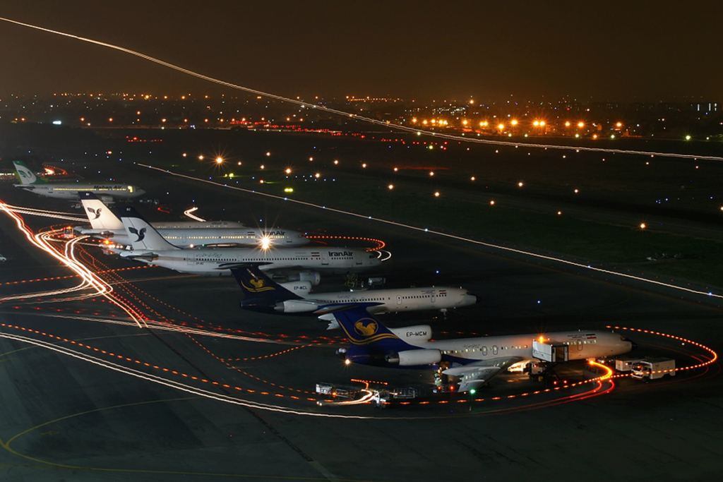 Tehran Airport at night
