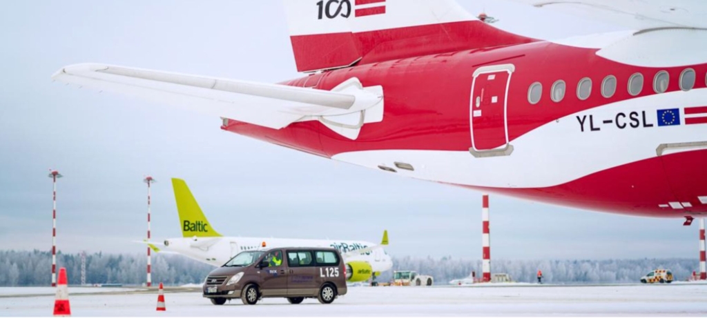 Riga Airport with airBaltic aircraft on the apron