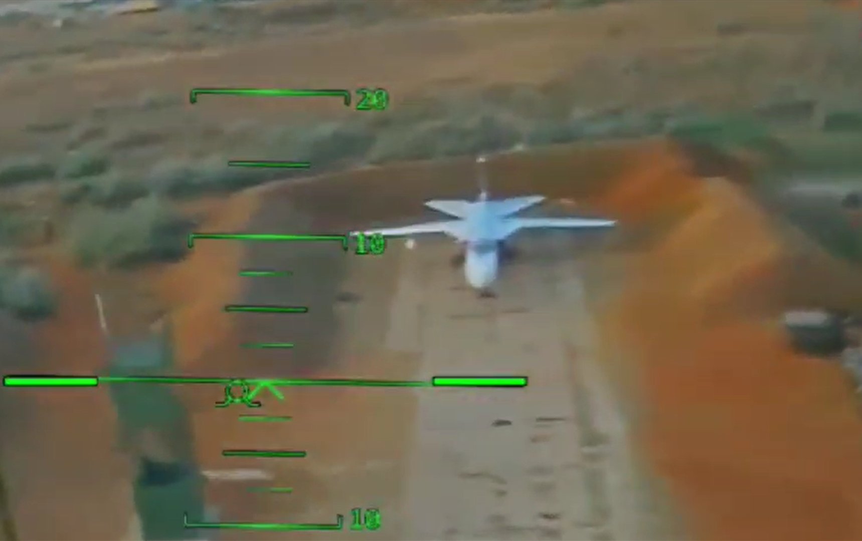 Russian Su-24M Fencer being attacked by Ukrainian drone