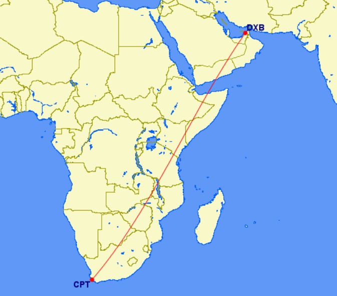 Emirates DXB-CPT route