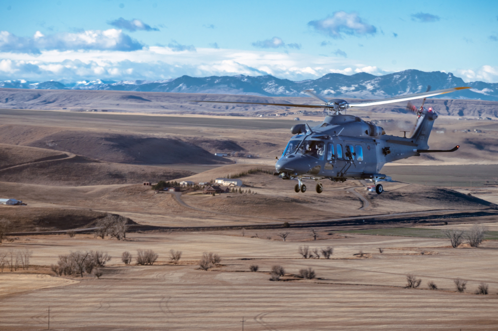 U.S. Air Force MH-139A Grey Wolf assigned to the 40th Helicopter Squadron conducts its first operational mission