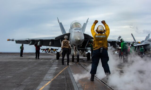 US fighter jets on USS Abraham Lincoln