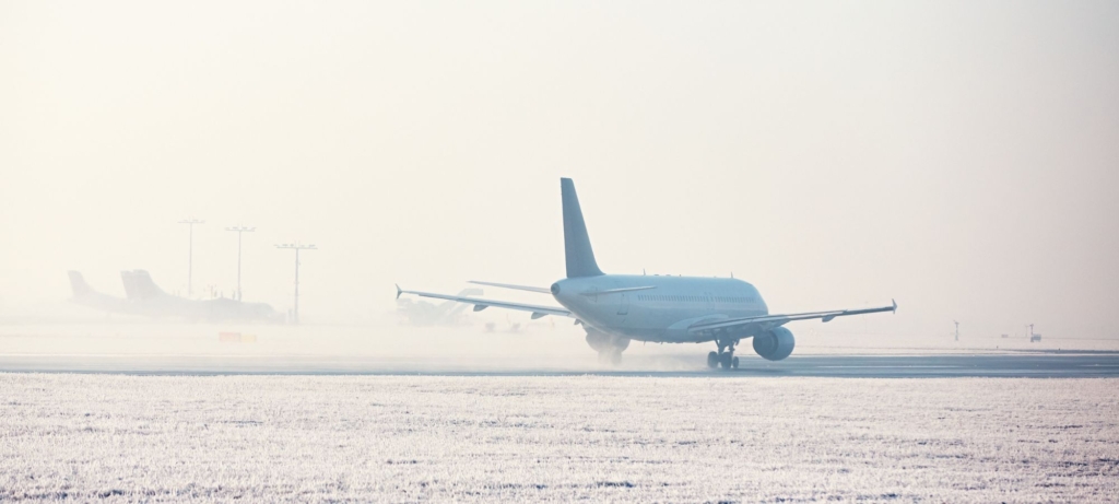 Snow on the runway impacts airport operations