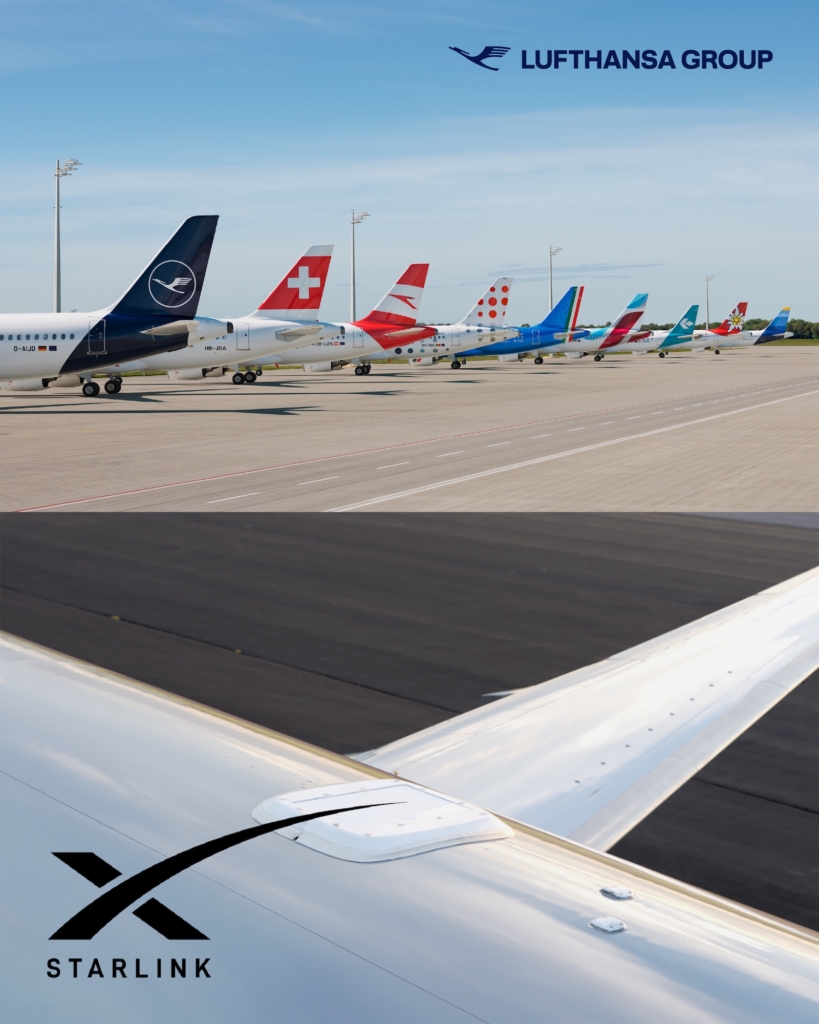 Lufthansa Group Starlink WiFi announcement.