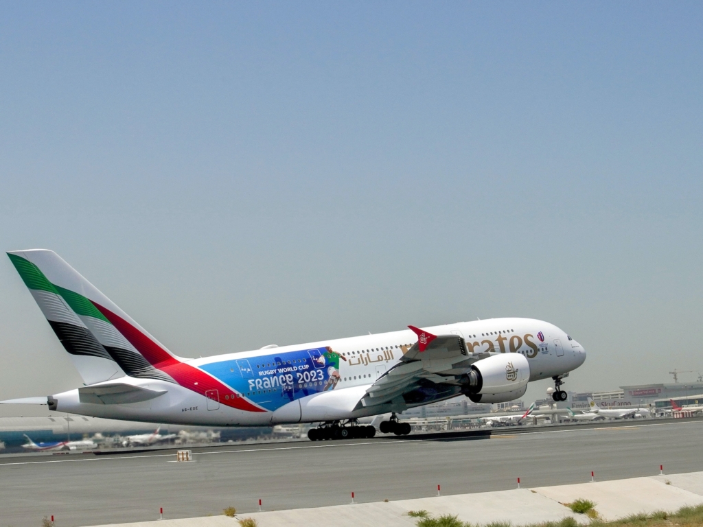 Emirates Rugby World Cup livery Airbus A380