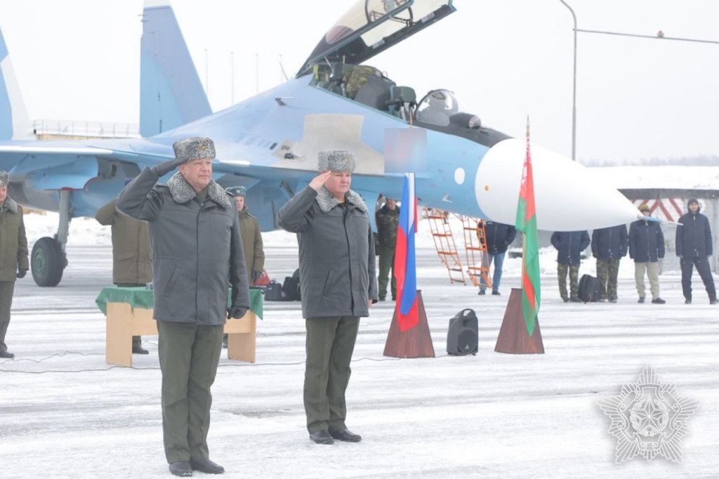 Two more Su-30SM2s are handed over to the Belarusian Air Force and Air Defence Forces during a ceremony at Baranovichi Air Base in Belarus on 29 January 2026. Image: Belarusian MOD