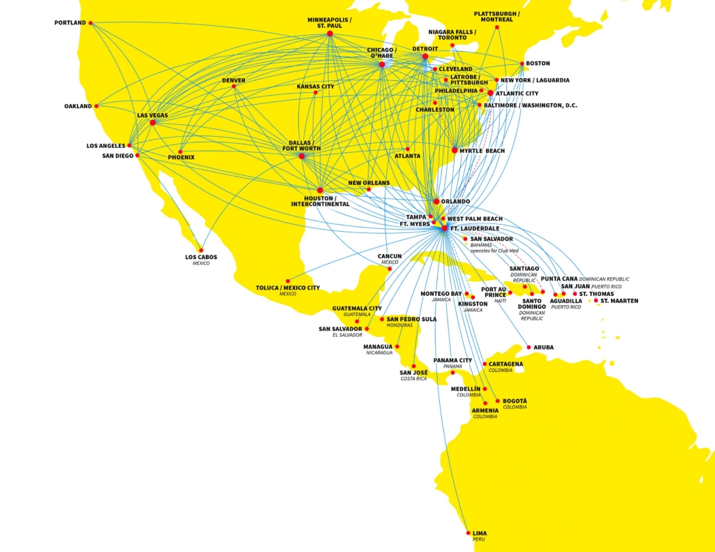 Spirit Airline Route map