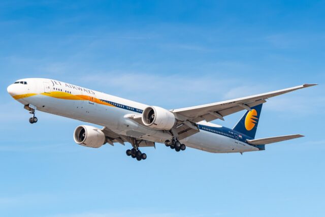 Jet Airways Boeing 777 airplane at London LHR