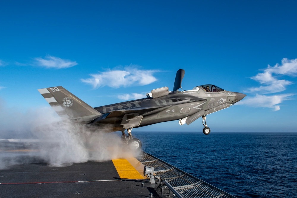 F-35B with flap open in hover
