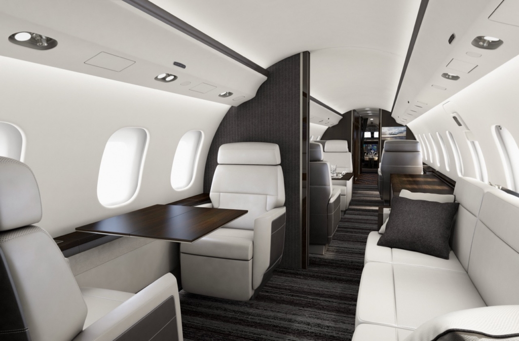 Global 6000 interior private suite facing